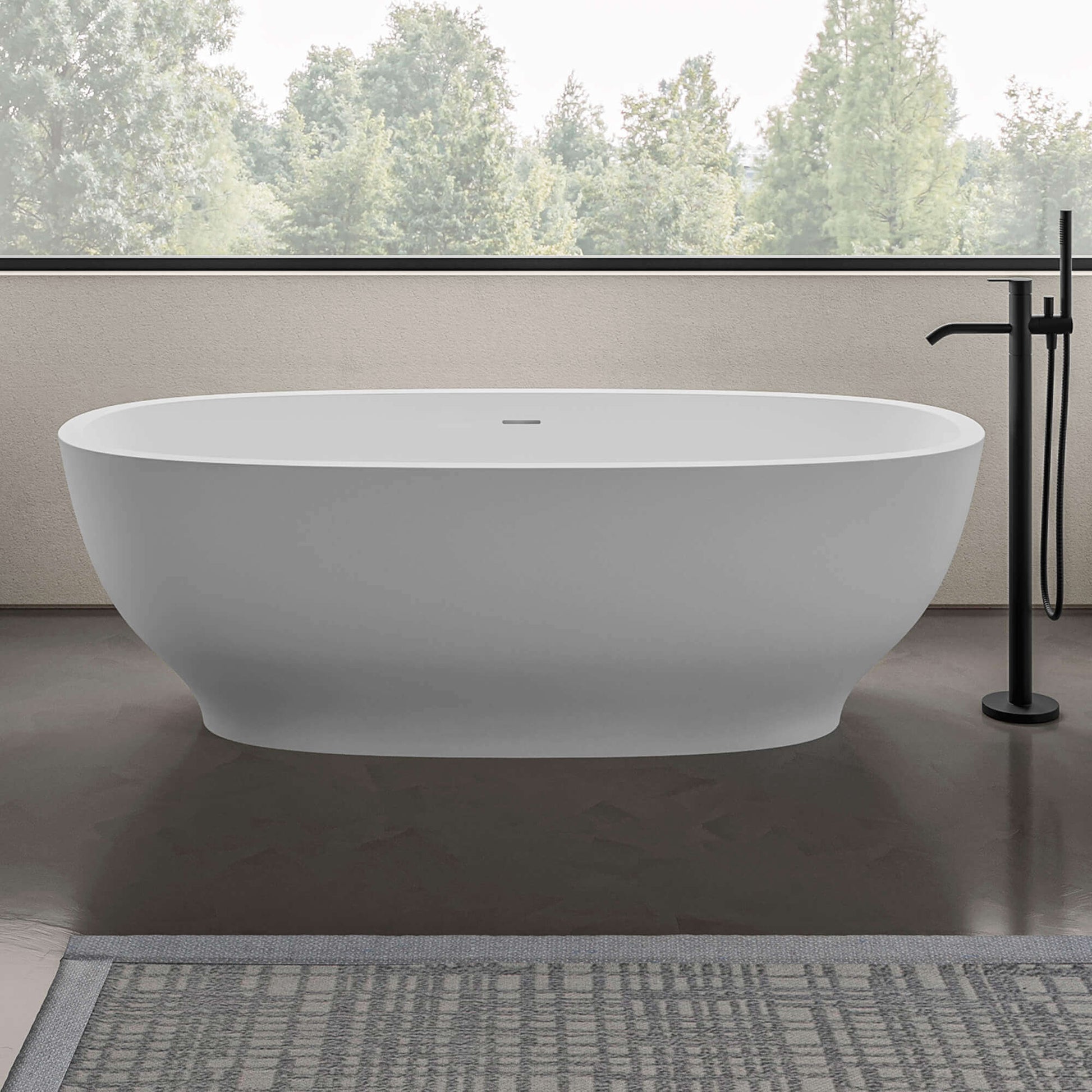 Ruvati Viola epiStone Oval Freestanding Bath Tub - In Bright Neutral Bathroom