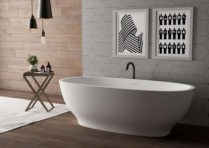 Ruvati Viola epiStone Oval Freestanding Bathtub - In Modern Graphic Bathroom