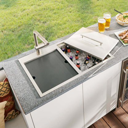 Ruvati Insulated Ice Chest and Outdoor Sink - Installed in Outdoor Kitchen Setting
