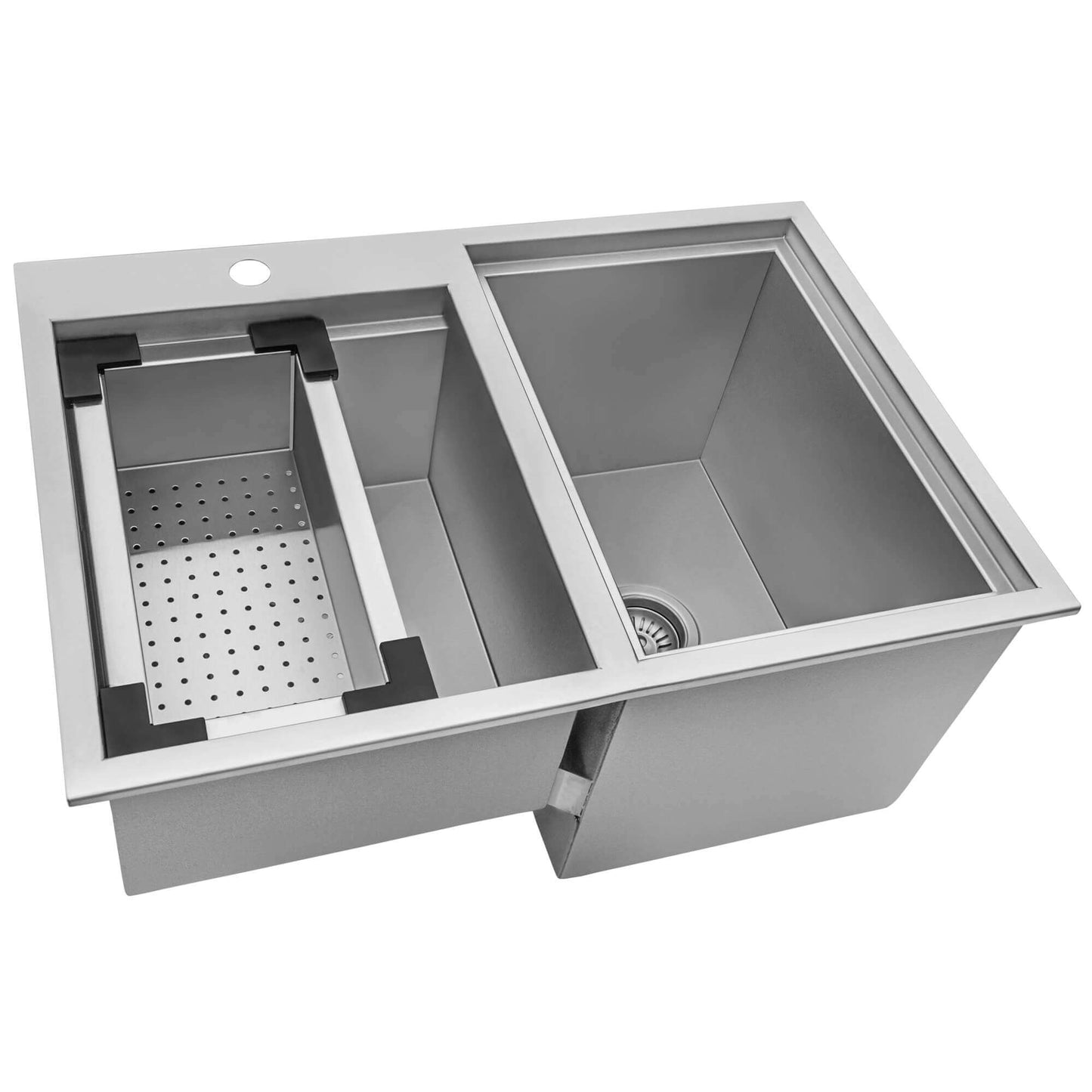 Ruvati Insulated Ice Chest and Outdoor Sink - Showing Uninstalled Product with Included Strainer