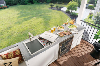 Ruvati Insulated Ice Chest and Outdoor Sink - View of Outdoor Sink Installation in a Backyard Setting