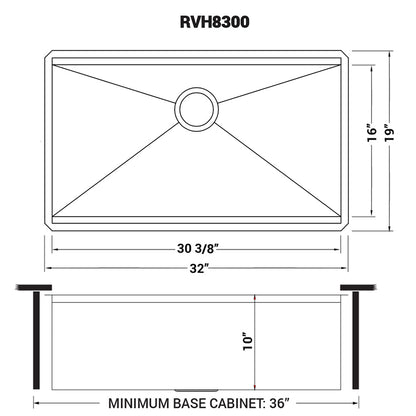 Ruvati Roma 32-inch Workstation Ledge Undermount 16 Gauge Stainless Steel Kitchen Sink Single Bowl - RVH8300