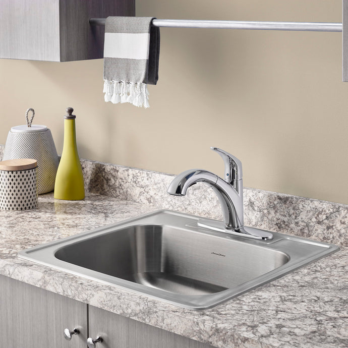 American Standard Colony® 25 x 22-Inch Stainless Steel 4-Hole Topmount Single-Bowl Kitchen Sink - 20SB.8252284S Kitchen Sink American Standard Stainless Steel  