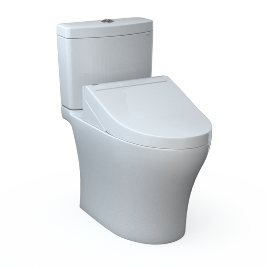 TOTO®WASHLET+®  Aquia IV Two-Piece Elongated Dual Flush 1.28 and 0.9 GPF Toilet and WASHLET C5 Bidet Seat, Cotton White - MW4463084CEMGN#01