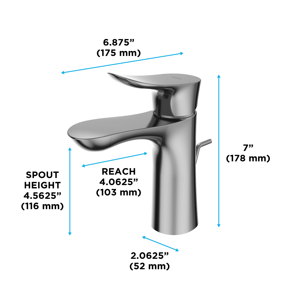 TOTO® GO Series 1.2 GPM Single Handle Bathroom Sink Faucet with COMFORT GLIDE Technology and Drain Assembly - TLG01301U