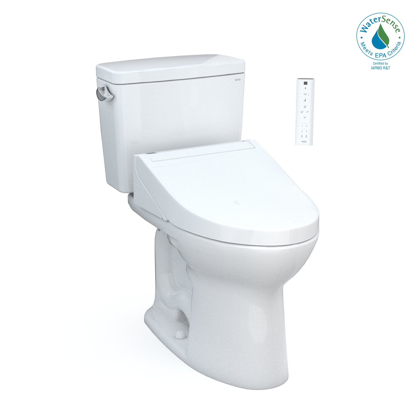 TOTO® Drake® WASHLET®+ Two-Piece Elongated 1.28 GPF TORNADO FLUSH® Toilet with C5 Bidet Seat, Cotton White - MW7763084CEG#01