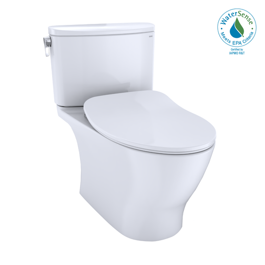 TOTO® Nexus® Two-Piece Elongated 1.28 GPF Universal Height Toilet with CEFIONTECT and SS234 SoftClose Seat, WASHLET+ Ready, Cotton White - MS442234CEFG#01