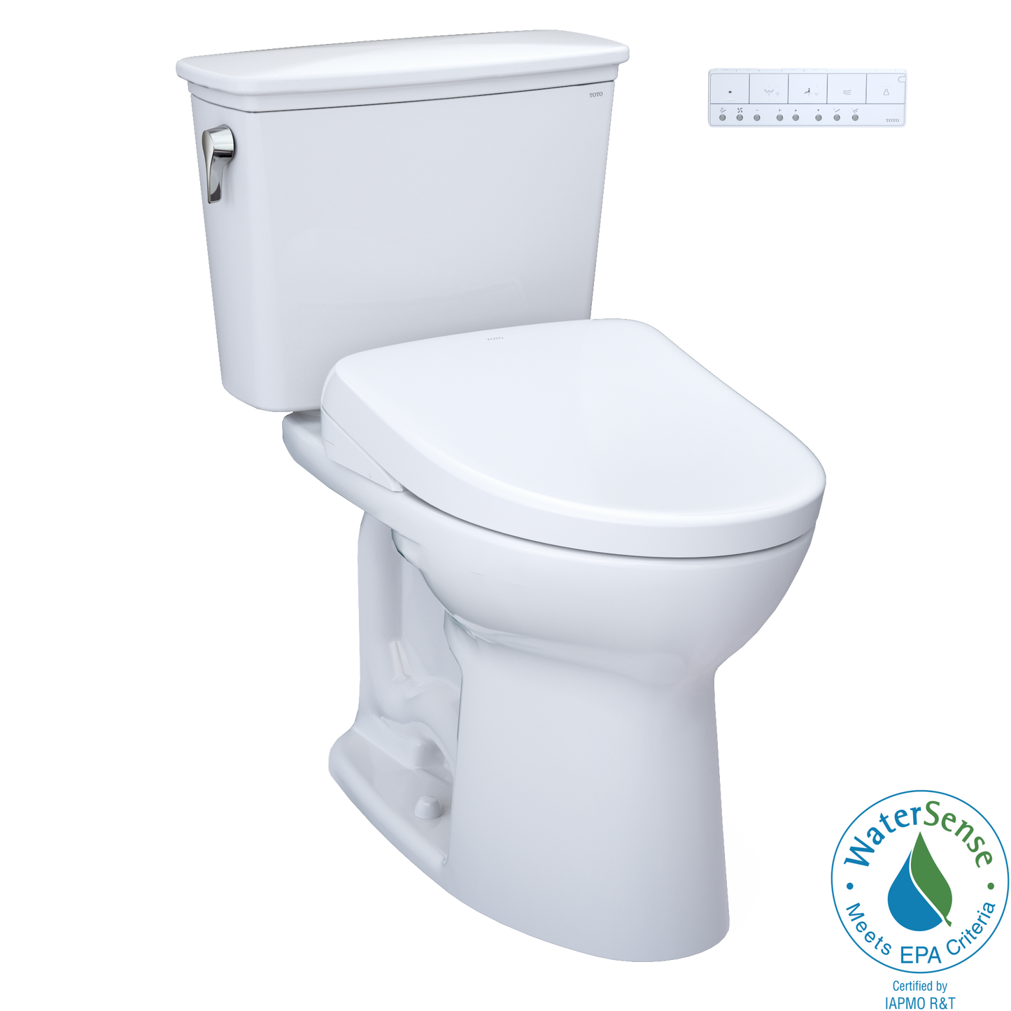 TOTO® Drake® Transitional WASHLET®+ Two-Piece Elongated 1.28 GPF TORNADO FLUSH® Toilet and S7 Bidet Seat with Auto Flush, Cotton White - MW7864726CEGA#01