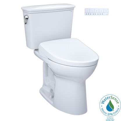 TOTO® Drake® Transitional WASHLET®+ Two-Piece Elongated 1.28 GPF Universal Height TORNADO FLUSH® Toilet with S7A Contemporary Bidet Seat, Cotton White - MW7864736CEFG#01