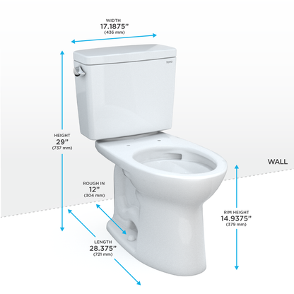 TOTO® Drake® Two-Piece Elongated 1.28 GPF TORNADO FLUSH® Toilet with CEFIONTECT® - CST776CEG