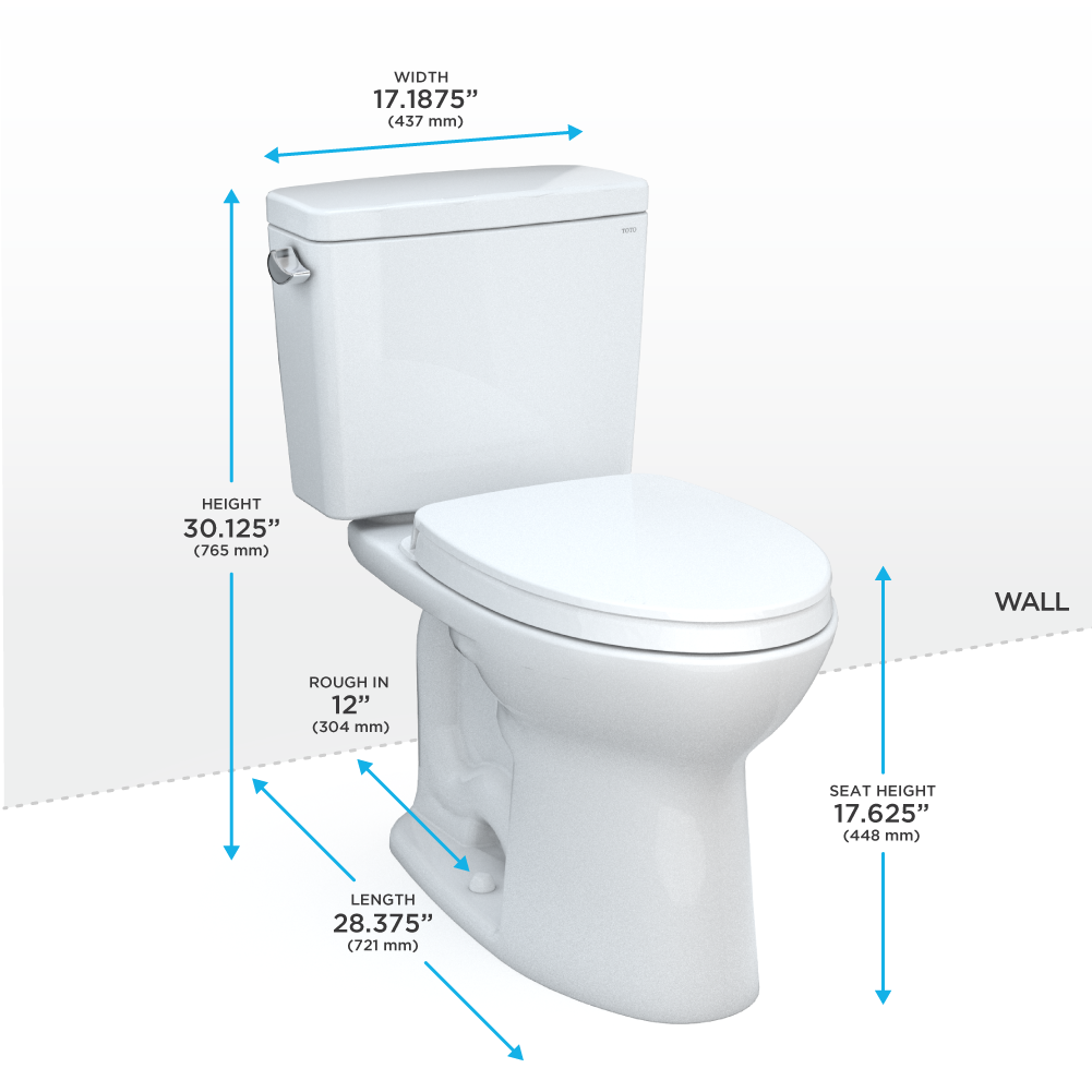 TOTO® Drake® Two-Piece Elongated 1.6 GPF Universal Height TORNADO FLUSH® Toilet with CEFIONTECT® and SoftClose® Seat, WASHLET®+ Ready, Cotton White - MS776124CSFG#01