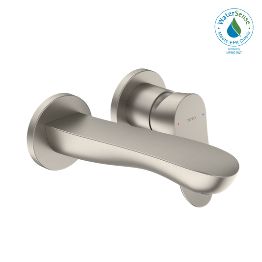 TOTO® GO 1.2 GPM Wall-Mount Single-Handle Bathroom Faucet with COMFORT GLIDE™ Technology, Brushed Nickel - TLG01310UA#BN