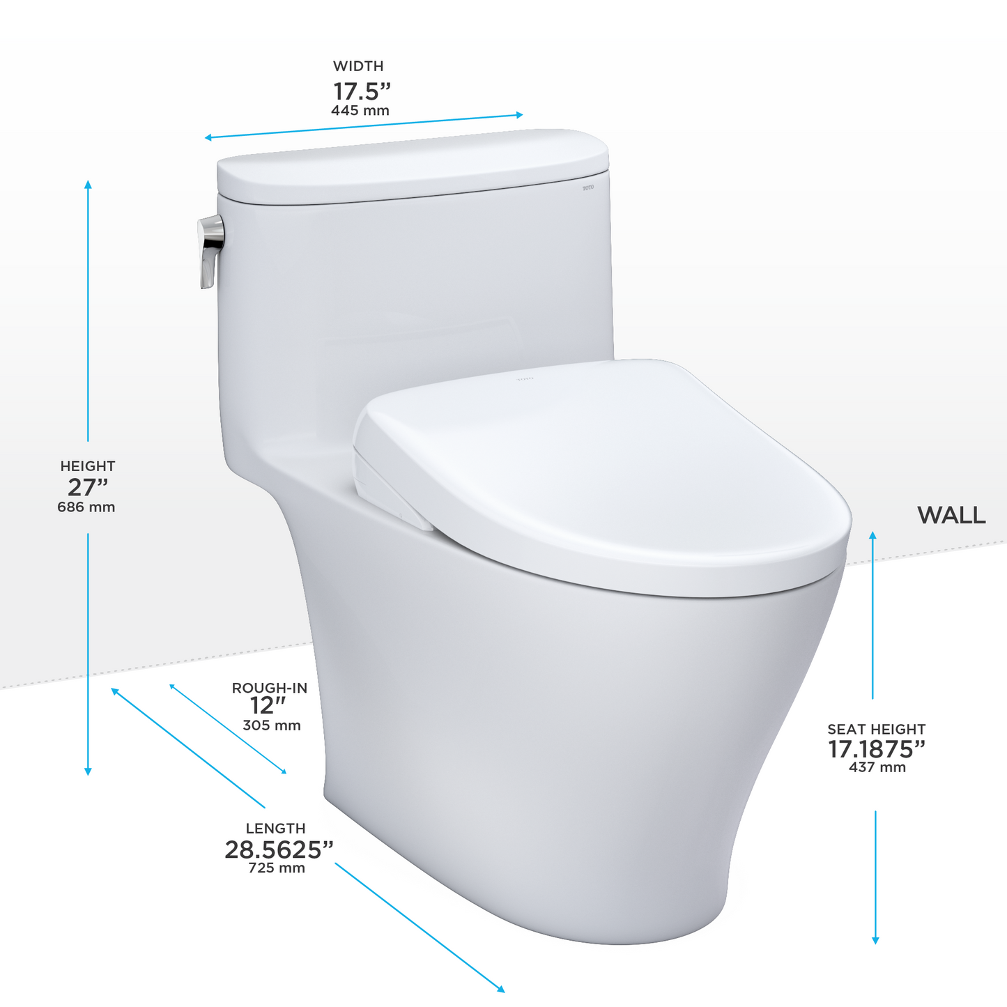 TOTO® WASHLET®+ Nexus® One-Piece Elongated 1.28 GPF Toilet with S7 Contemporary Bidet Seat, Cotton White - MW6424726CEFG#01