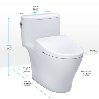 TOTO® WASHLET®+ Nexus® One-Piece Elongated 1.28 GPF Toilet with Auto Flush S7 Contemporary Bidet Seat, Cotton White - MW6424726CEFGA#01