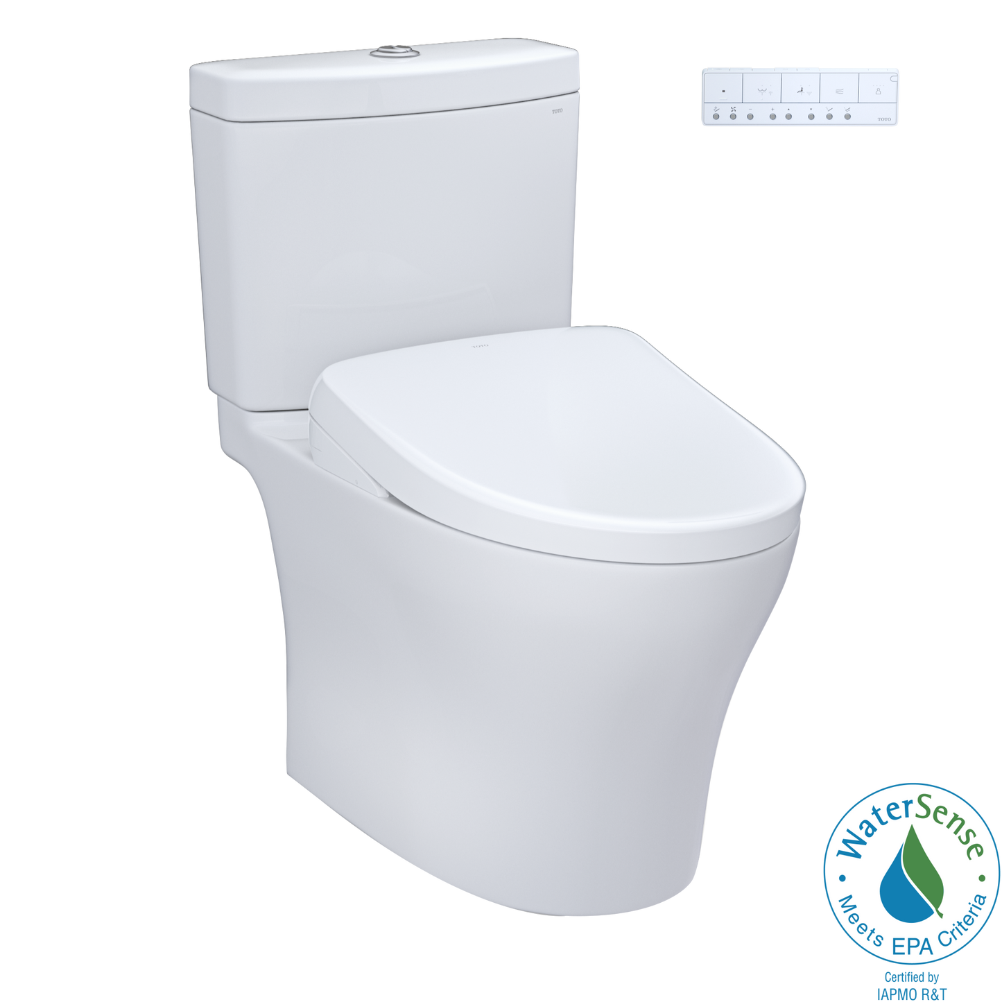 TOTO® WASHLET®+ Aquia® IV Two-Piece Elongated Dual Flush 1.28 and 0.9 GPF Toilet with S7 Contemporary Bidet Seat, Cotton White - MW4464726CEMFGN#01