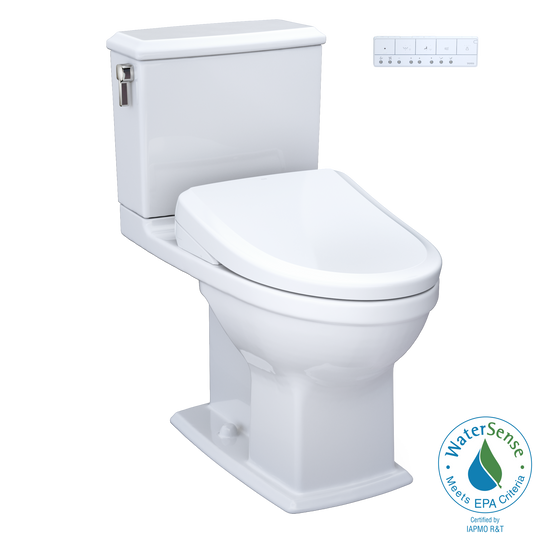 TOTO® WASHLET®+ Connelly® Two-Piece Elongated Dual Flush 1.28 and 0.9 GPF Toilet and Classic WASHLET S7A Classic Bidet Seat, Cotton White - MW4944734CEMFG#01