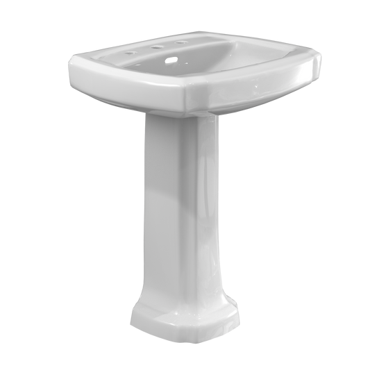 TOTO® Guinevere® 24-3/8" x 19-7/8" Rectangular Pedestal Bathroom Sink for 8 Inch Center Faucets, Cotton White - LPT972.8#01