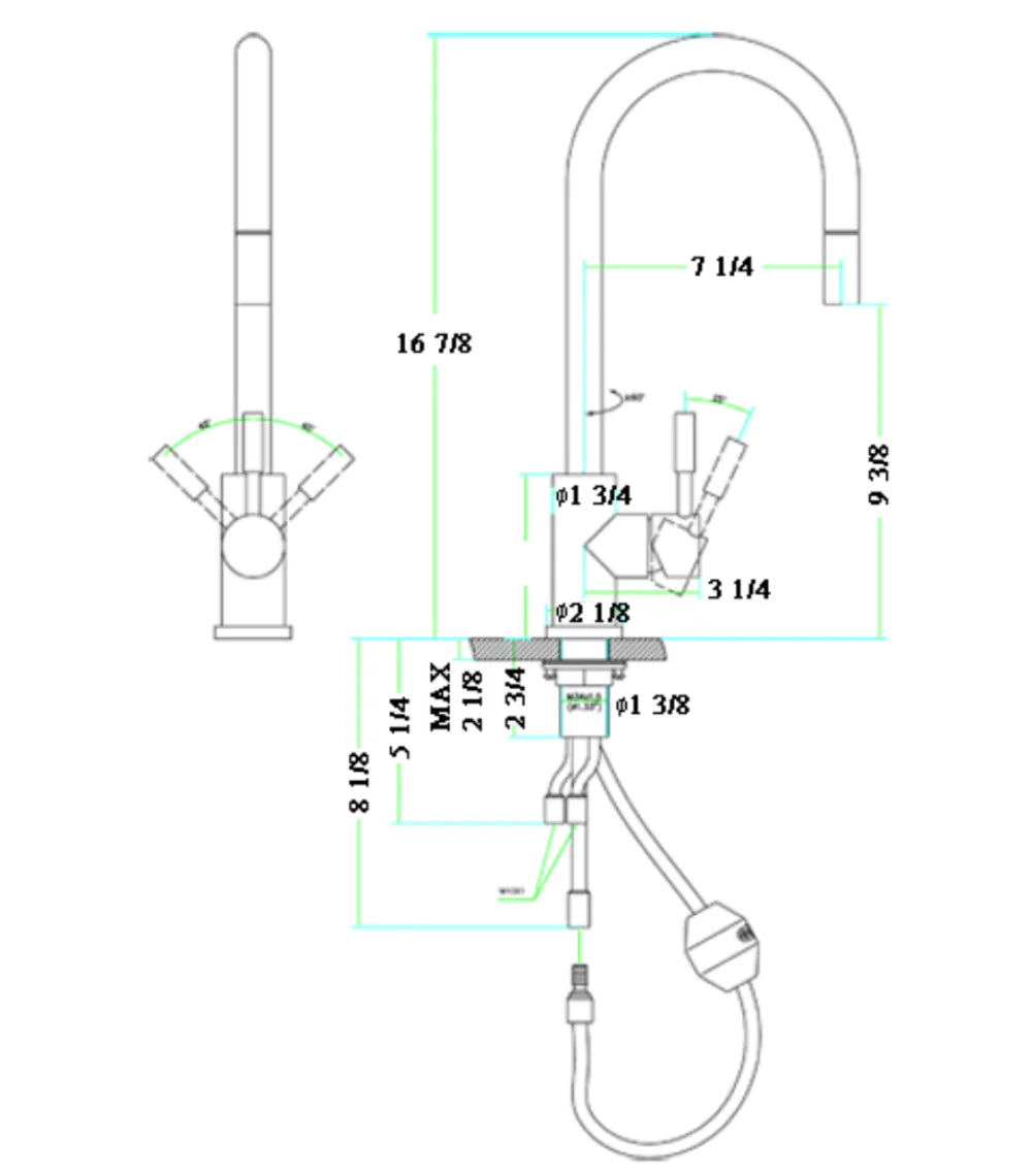 Alfi brand AB2028 Stainless Steel Single Hole Pull Down Kitchen Faucet