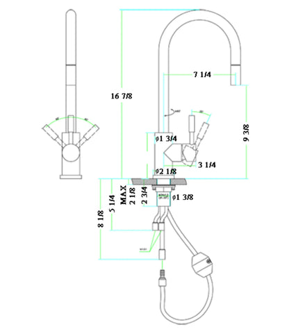 Alfi brand AB2028 Stainless Steel Single Hole Pull Down Kitchen Faucet