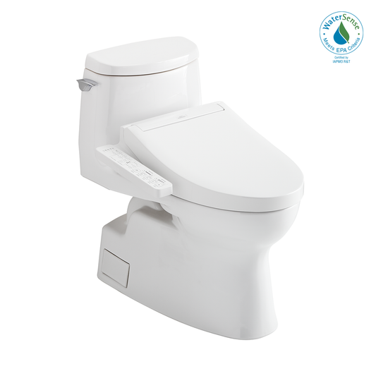 TOTO® WASHLET+® Carlyle® II 1G® One-Piece Elongated 1.0 GPF Toilet and WASHLET+® C2 Bidet Seat, Cotton White - MW6143074CUFG#01