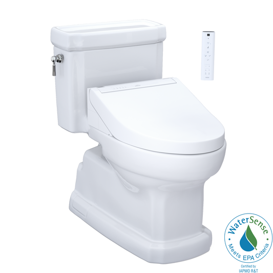 TOTO® WASHLET®+ Eco Guinevere® Elongated 1.28 GPF Universal Height Toilet with C5 Bidet Seat, Cotton White - MW9743084CEFG#01