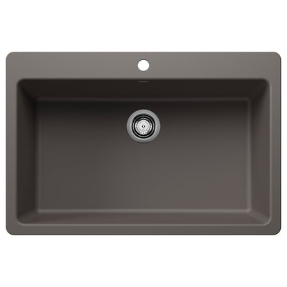 Liven Silgranit 33" Super Single Dual Mount Kitchen Sink - Anthracite - 443195