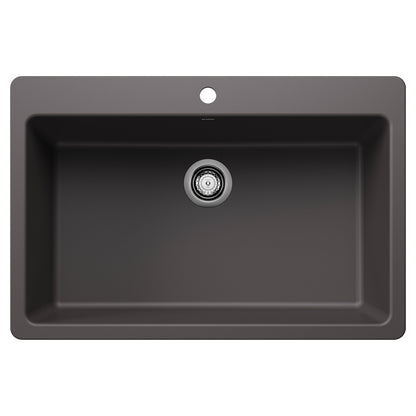 Liven Silgranit 33" Super Single Dual Mount Kitchen Sink - Anthracite - 443195