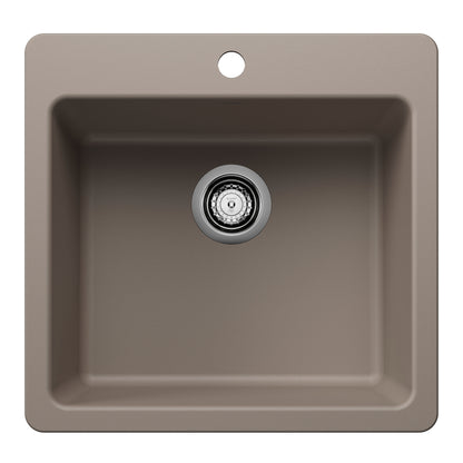 Liven Silgranit 21" Single Bowl Dual Mount Kitchen Sink - Anthracite - 443227