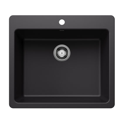 Liven Silgranit 25" Single Bowl Dual Mount Kitchen Sink - Anthracite - 443219