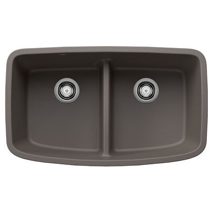 Valea Silgranit 32" 50/50 Double Bowl Undermount Kitchen Sink with Low Divide - Anthracite - 442200