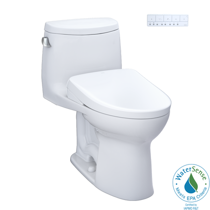 TOTO® WASHLET®+ UltraMax® II One-Piece Elongated 1.28 GPF Toilet and WASHLET®+ S7A Contemporary Bidet Seat, Cotton White - MW6044736CEFG#01