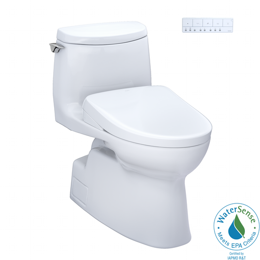 TOTO® WASHLET®+ Carlyle® II 1G® One-Piece Elongated 1.0 GPF Toilet and WASHLET®+ S7A Contemporary Bidet Seat, Cotton White - MW6144736CUFG#01