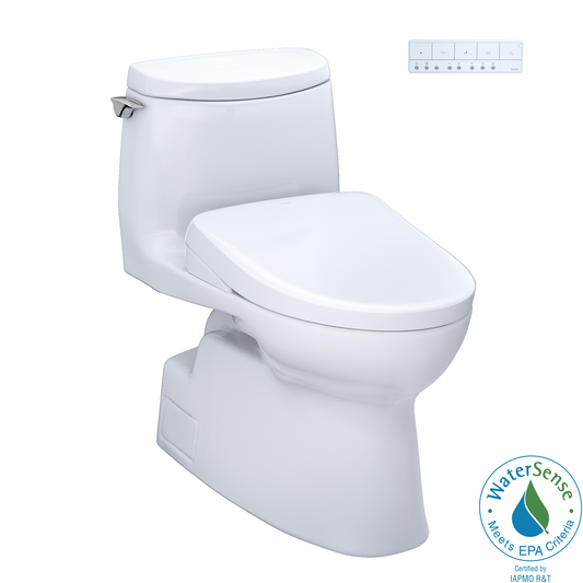 TOTO® WASHLET®+ Carlyle® II 1G® One-Piece Elongated 1.0 GPF Toilet with Auto Flush WASHLET®+ S7 Contemporary Bidet Seat, Cotton White - MW6144726CUFGA#01