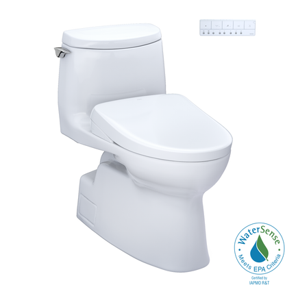 TOTO® WASHLET®+ Carlyle® II 1G® One-Piece Elongated 1.0 GPF Toilet with Auto Flush WASHLET®+ S7A Contemporary Bidet Seat, Cotton White - MW6144736CUFGA#01