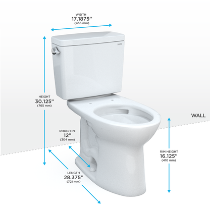 TOTO® Drake® Two-Piece Elongated 1.28 GPF Universal Height TORNADO FLUSH® Toilet with CEFIONTECT® - CST776CEFG