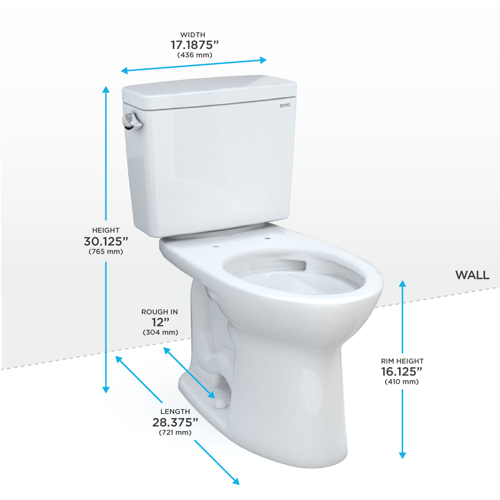 TOTO® Drake®  Two-Piece Elongated 1.6 GPF Universal Height TORNADO FLUSH® Toilet with CEFIONTECT® - CST776CSFG