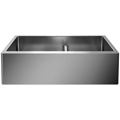 Quatrus R15 33" 60/40 Double Bowl Apron-Front Stainless Steel Farmhouse Sink with Low Divide - 525242