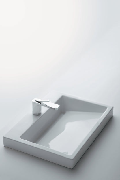 TOTO® Kiwami® Renesse® Design I Rectangular Fireclay Vessel Bathroom Sink with CEFIONTECT for 8 Inch Faucets, Cotton White - LT171.8G#01