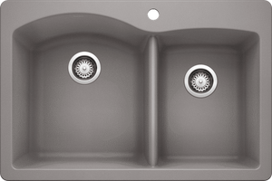 Blanco Diamond 33" 1-3/4 Bowl Dual Mount Silgranit Kitchen Sink Kitchen Sinks BLANCO Metallic Gray  