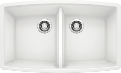 Blanco 33" Performa Equal Double Bowl Silgranit Kitchen Sink in White