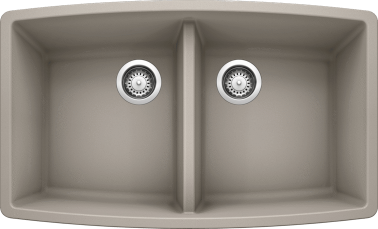 Blanco 33" Performa Equal Double Bowl Silgranit Kitchen Sink in Truffle