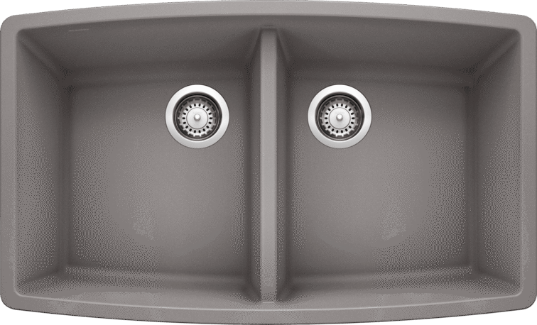 Blanco 33" Performa Equal Double Bowl Silgranit Kitchen Sink in Metallic Gray