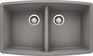 Blanco Performa Equal Double Bowl Silgranit Kitchen Sink Kitchen Sinks BLANCO Metallic Gray  