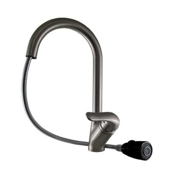 Whitehaus Rainforest Single Hole/Single Lever Handle Faucet with Black Spray Head Faucet Whitehaus Brushed Nickel/Black Head  