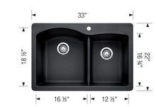 Load image into Gallery viewer, Blanco Diamond 33&quot; 1-3/4 Bowl Dual Mount Silgranit Kitchen Sink Kitchen Sinks BLANCO   