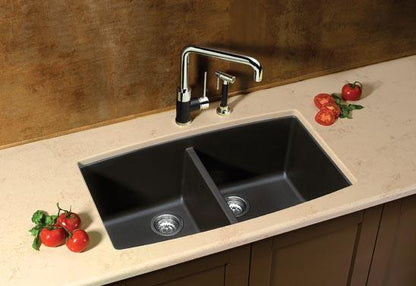 Blanco 33" Performa Equal Double Bowl Silgranit Kitchen Sink in Anthracite - installed