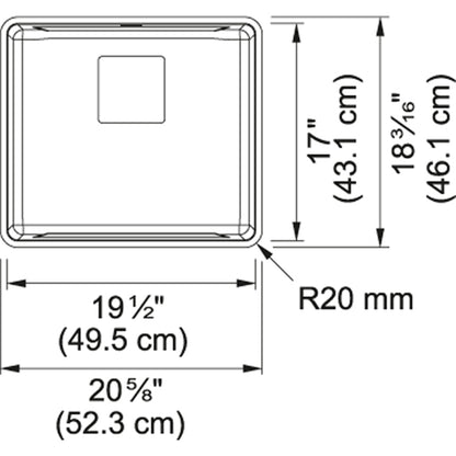 Franke Pescara 21-in. x 18-in. 18 Gauge Stainless Steel Undermount Single Bowl Kitchen Sink - PTX110-20