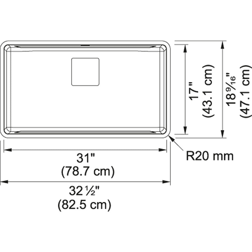 Franke Pescara 32.5-in. x 18.5-in. 18 Gauge Stainless Steel Undermount Single Bowl Kitchen Sink - PTX110-31