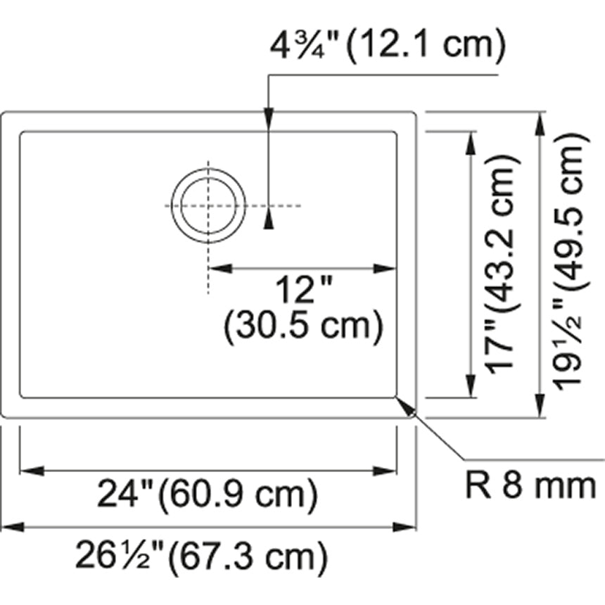 Franke Professional 2.0 26.5-in. x 19.5-in. 16 Gauge Stainless Steel Undermount Single Bowl Kitchen Sink - PS2X110-24