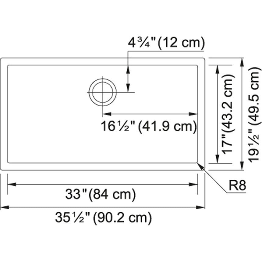 Franke Professional 2.0 35.5-in. x 19.5-in. 16 Gauge Stainless Steel Undermount Single Bowl Kitchen Sink -PS2X110-33